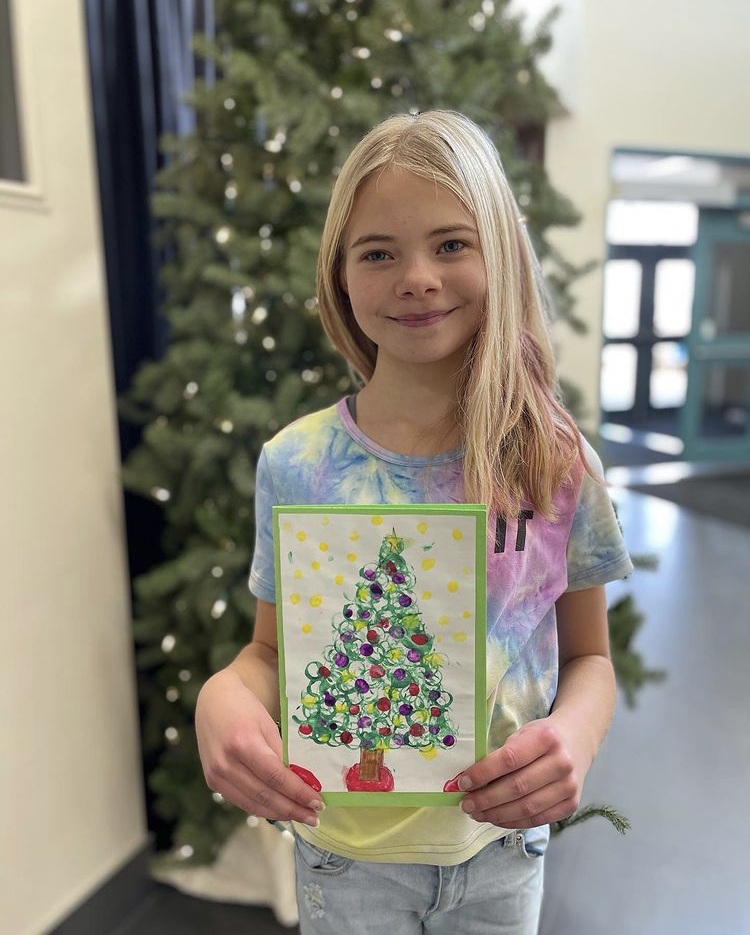 SCA Girl carrying Christmas Tree Drawing