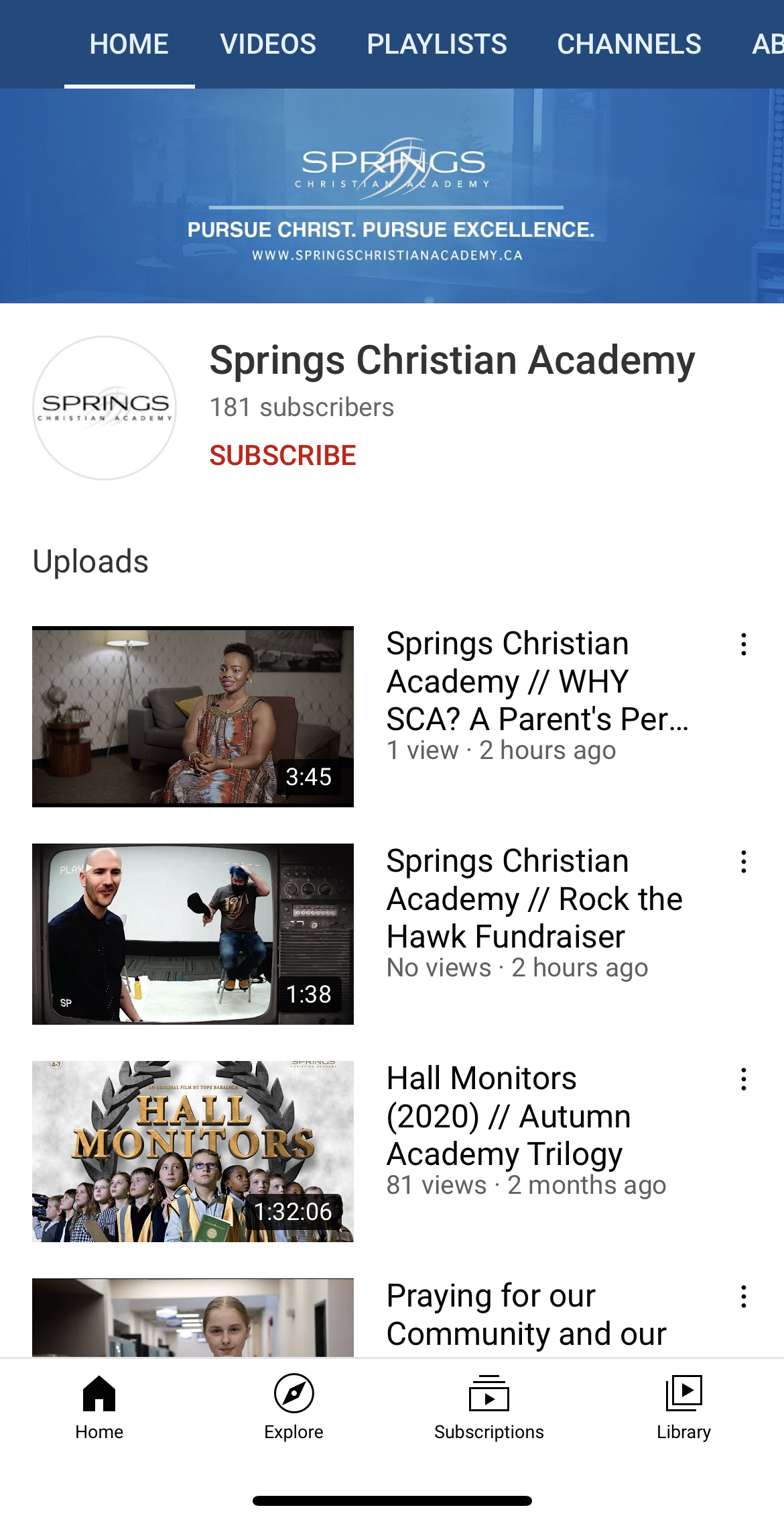 SCA Videos on YouTube