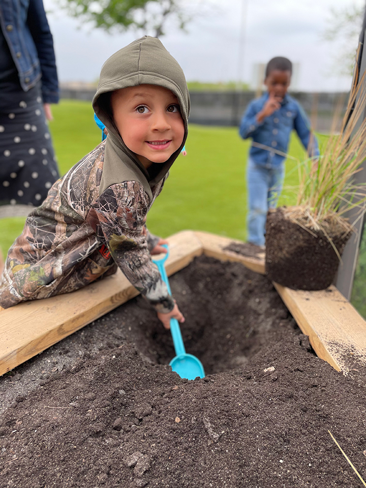 Small Kid Digging at SCA Preschool